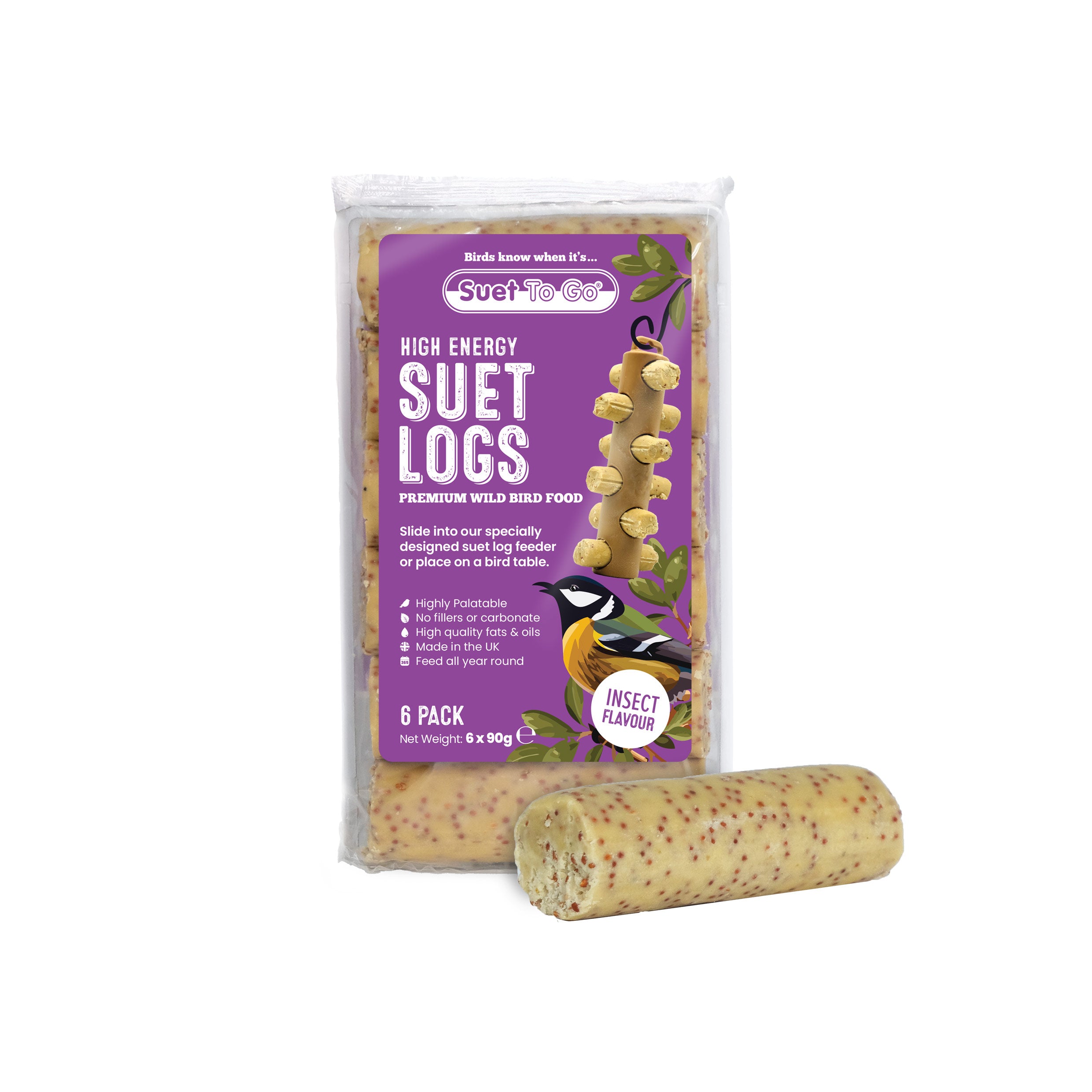 Insect Log Insect Suet Logs | Premium Wild Garden Bird Food | UK Made – Suet To Go